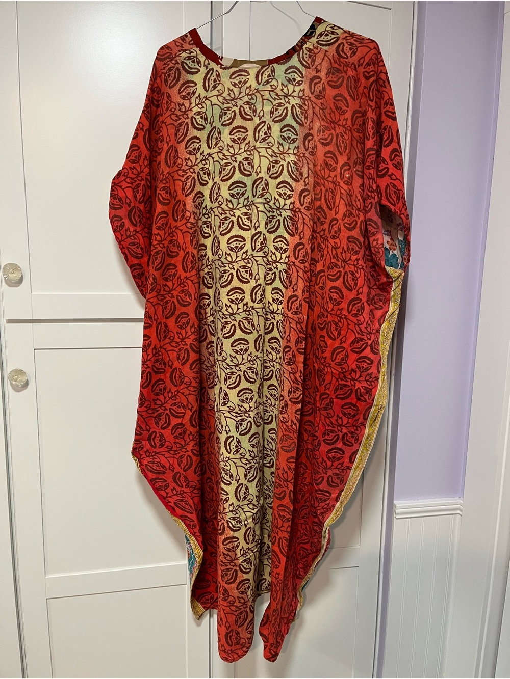 Kantha Bae Reversible Cotton Muu Muu Swim Coverup OS Silk Pockets - Picture 3 of 10